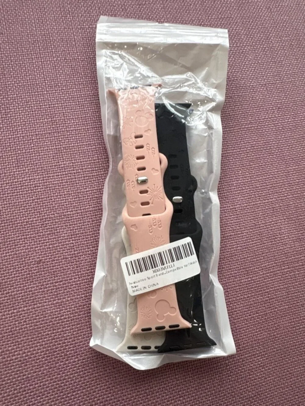 Apple iWatch Silicone Bands in Disney Pink Blue Cream Black New